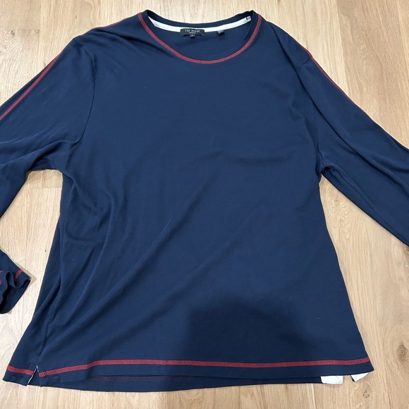 Ted Baker London Blue Red Stitch Long Sleeve Tee Size 7 - Picture 5 of 5